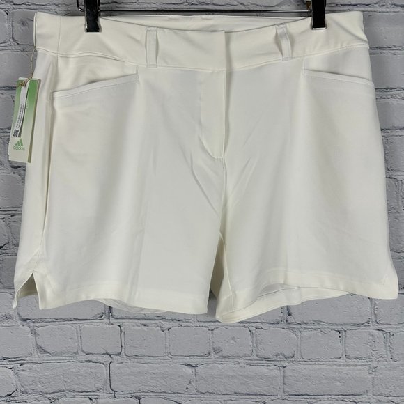 adidas Women's Primegreen 5" Core Solid Chino‎ Stretch Golf Short, White - Picture 3 of 14
